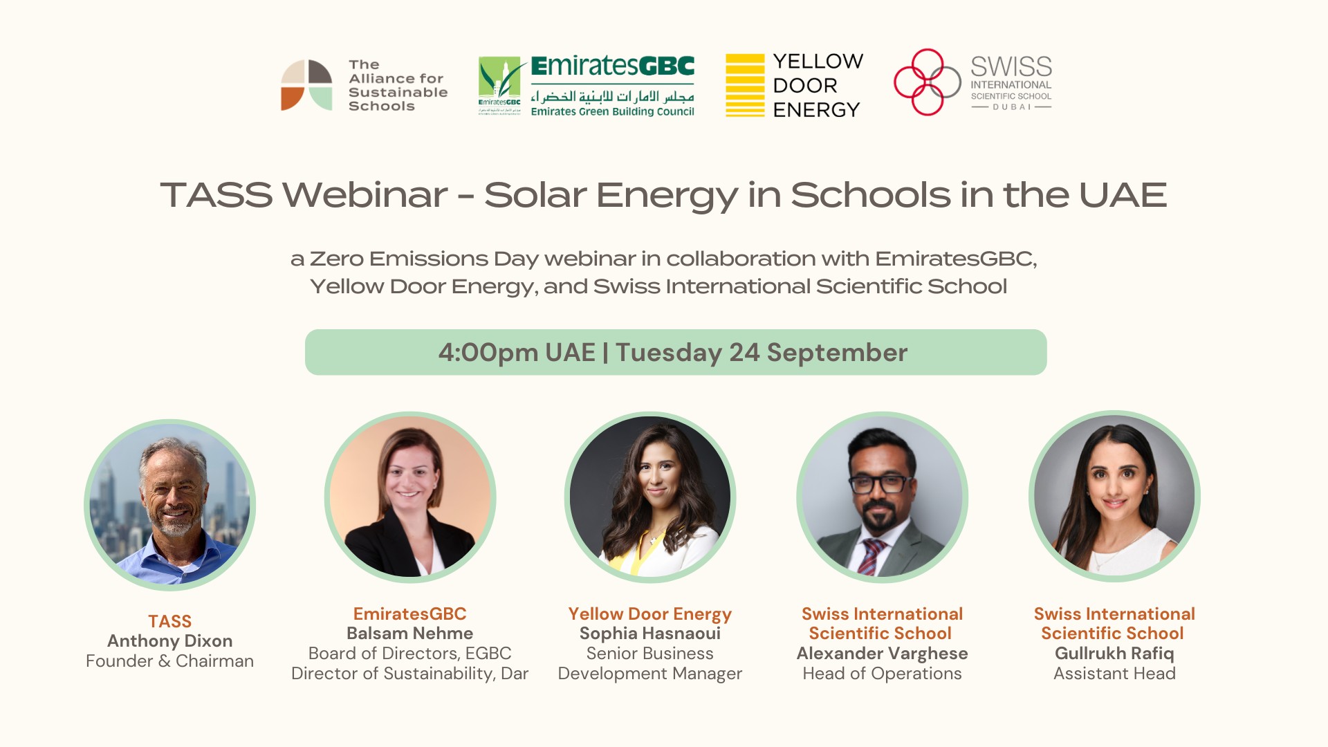 TASS Webinar: Zero Emissions Day – Solar Energy in Schools in the UAE